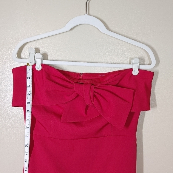 Sam Edelman Red Bow Front Sheath Strapless Dress Size 10 - Picture 6 of 13